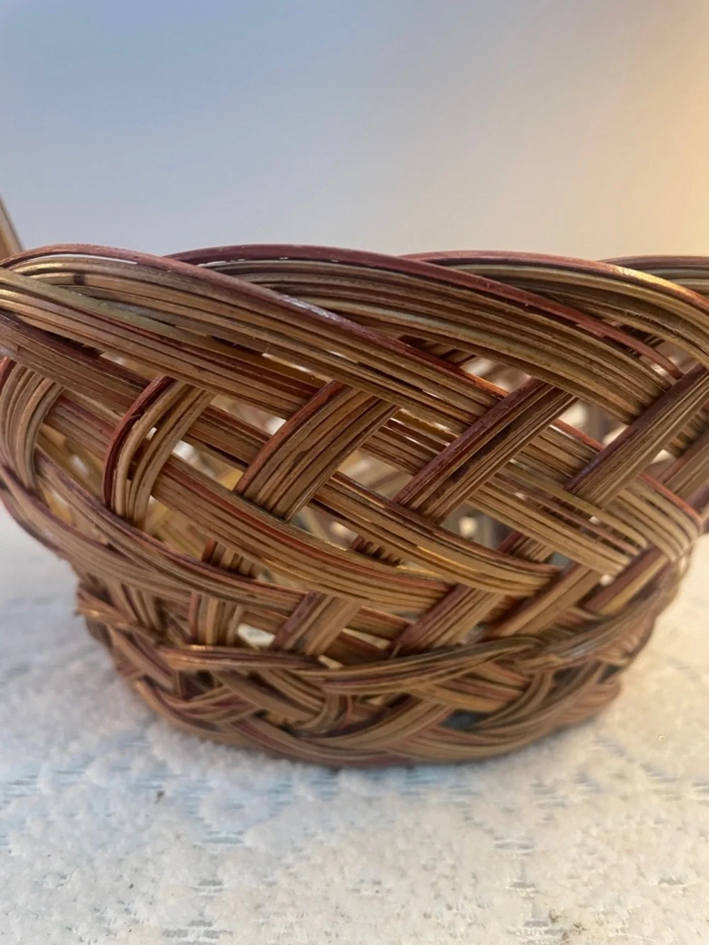 Woven Brown Willow Basket with Handle